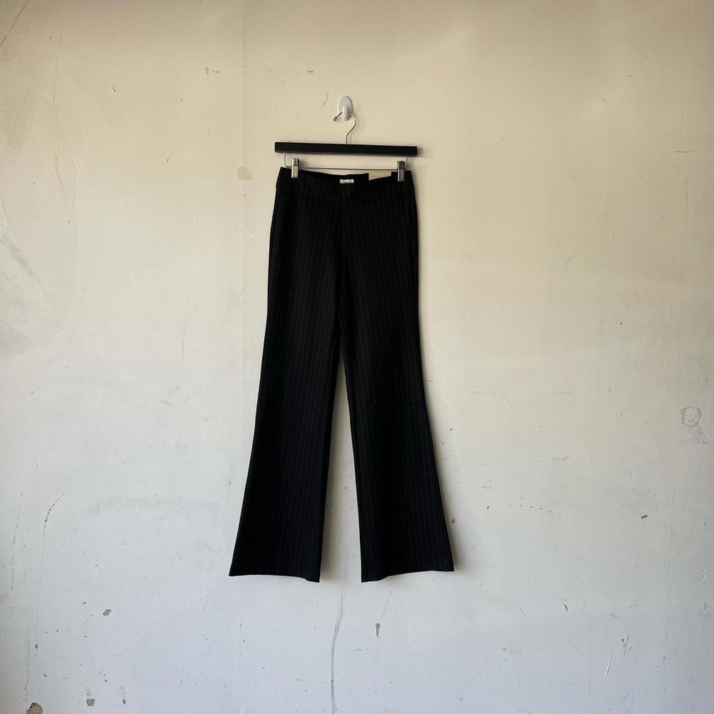 NWT Max Studio Black White Pinstripe Full Length Bootcut Pants Size S